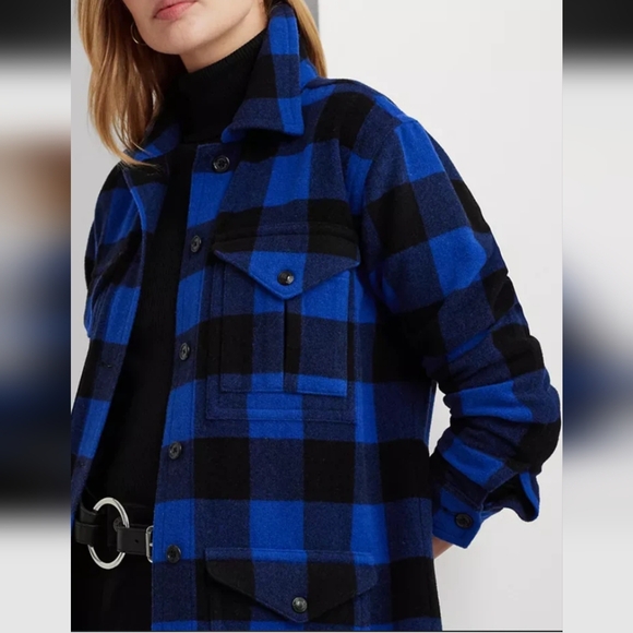 Buffalo Check Twill Shirt Jacket Ralph Lauren Woman Sz 10 - Picture 3 of 6